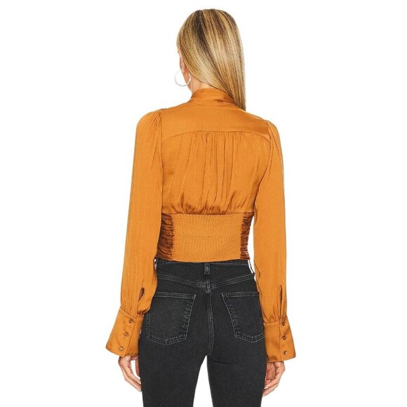 Free People Meet Me There Buttondown Top in Amber X-Small New Womens Blouse - Picture 3 of 14